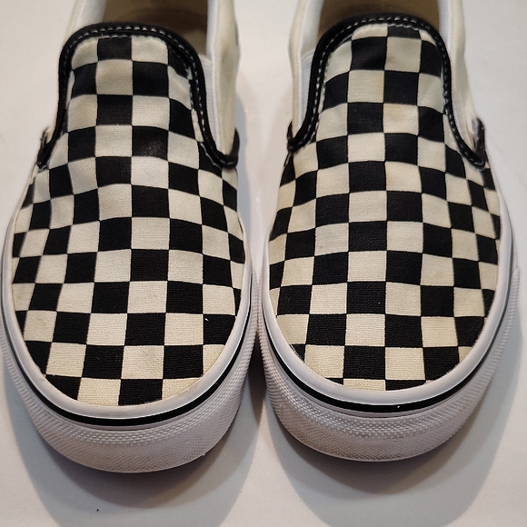 Vans Kids Black and White Checkered Sneakers WM - Picture 6 of 8